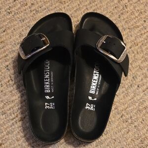 Birkenstock Black Sandals with Silver Buckle